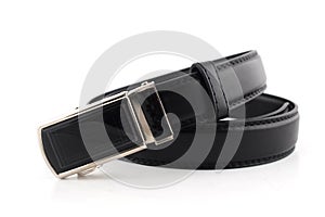 Men leather belt on white