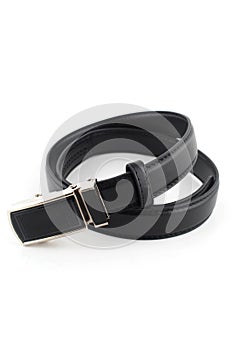 Men leather belt on white