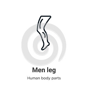 Men leg outline vector icon. Thin line black men leg icon, flat vector simple element illustration from editable human body parts