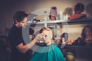 Men during lifecasting process