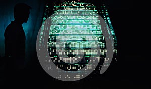 Men with light shadow stairs