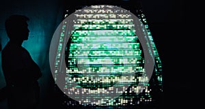 Men with light shadow stairs