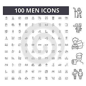 Men line icons, signs, vector set, outline illustration concept