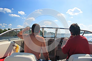 Men in a motor boat