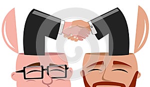 Men Open Minded Handshaking Deal Isolated