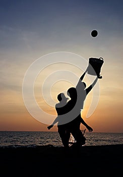 Men playing beach ball sport