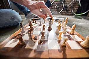 Men playing chess