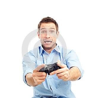 Men playing video games