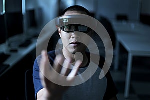 Men Playing Virtual Reality with Hololens with effects