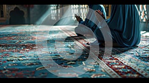 The Men in Mosque Prayer.AI generated image