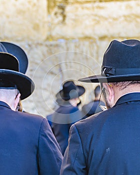 Men Praying Wailing Wall, Old Jerusalem