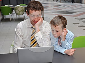 Men preparing presentation