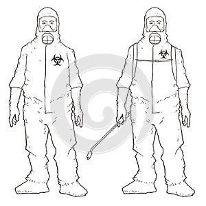 Men in protective suit