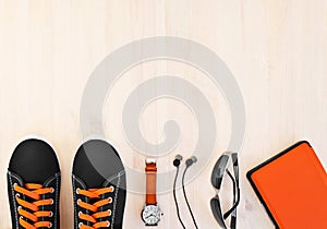 Men's accessories on a light background.
