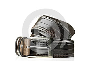 Men`s belt with a metal buckle