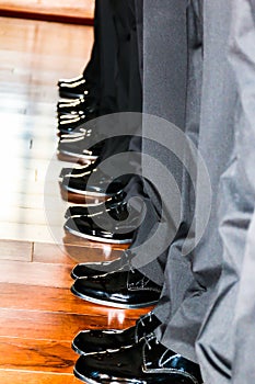 Men`s Black Dress Shoes in a Row