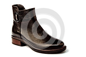 Men's black shoes.demi - season shoes .classic black leather lace-up shoes.women's photo