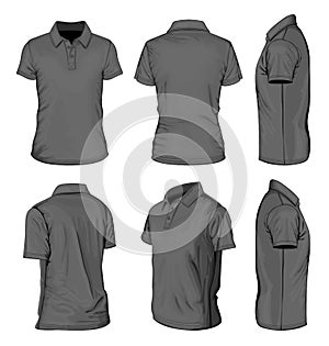 Men's black short sleeve polo-shirt