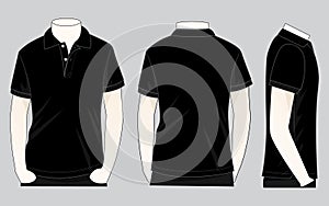 Men's Black Short Sleeves Polo Shirt Template Vector