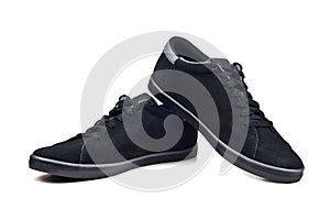 Men`s black sport shoes isolated on white background