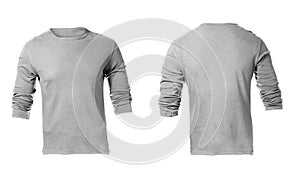 Men's Blank Grey Long Sleeved Shirt Template