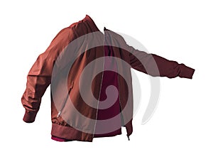 Men`s bomber jacket and polo shirt isolated on white background. fashionable casual wear