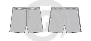 Men`s boxers , boxer shorts , trunks template illustration / gray