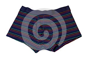 Men`s boxers underpants in colored stripes on a white background