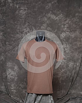 Men`s brown blank t shirt template, from front side