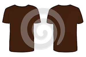 Men`s brown dark chocolate blank T-shirt template