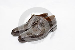 Men`s brown shoes on a white background