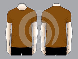Men's Brown Short Sleeve T-Shirt Template Vector on Gray Background
