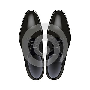 Men's classic black shoes Vector top view