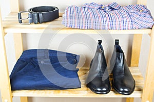 Men's clothes on the shelf