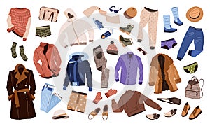 Men's clothes vector set for fall and winter.