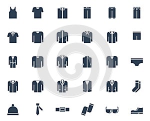 Men`s clothing icon set