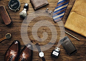 Men`s collection of daily use business accessories