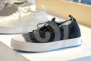 Men`s fashion casual sneaker sport shoes on a shop