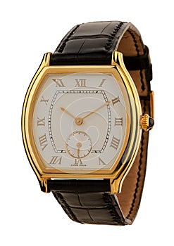 Men's gold watch isolated