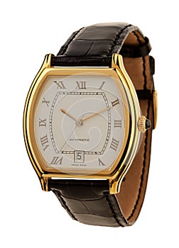 Men's gold watch isolated