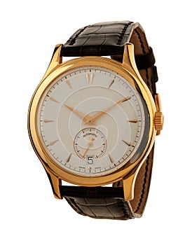Men's gold watch isolated