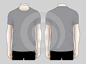 Men's Gray Short Sleeve T-Shirt Template Vector on Gray Background