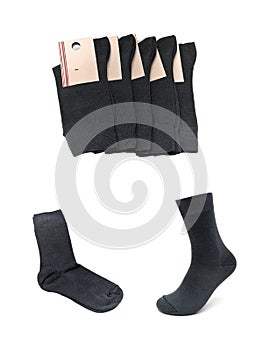 Men`s gray socks on a white background