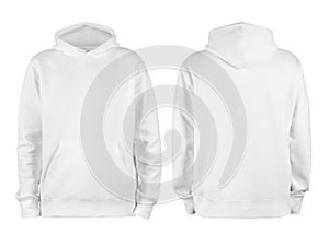 Men`s grey blank hoodie template,from two sides, natural shape on invisible mannequin, for your design mockup for print, isolated.