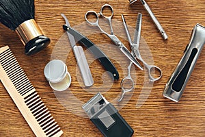 Men`s Grooming Tools. Barber Shop Equipment And Supplies