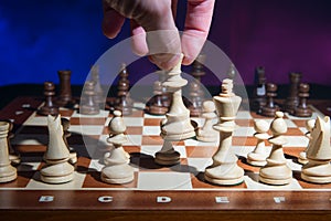 Men's hand move the chess