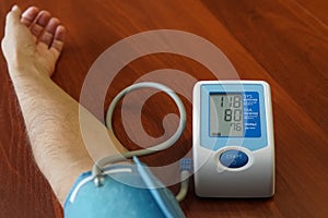 Men`s health check blood pressure.and heart rate with