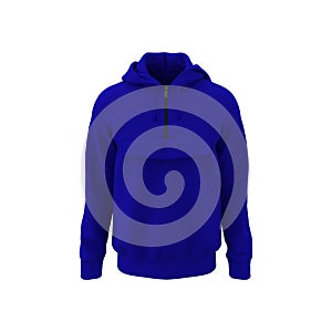 Men`s hooded jacket with half zip for your design mockup for print,