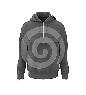 Men`s hooded jacket with half zip for your design mockup for print