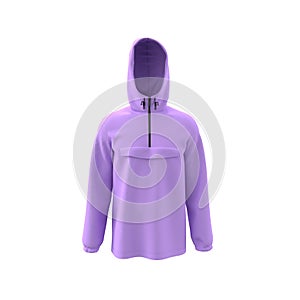 Men`s hooded jacket with half zip for your design mockup for print